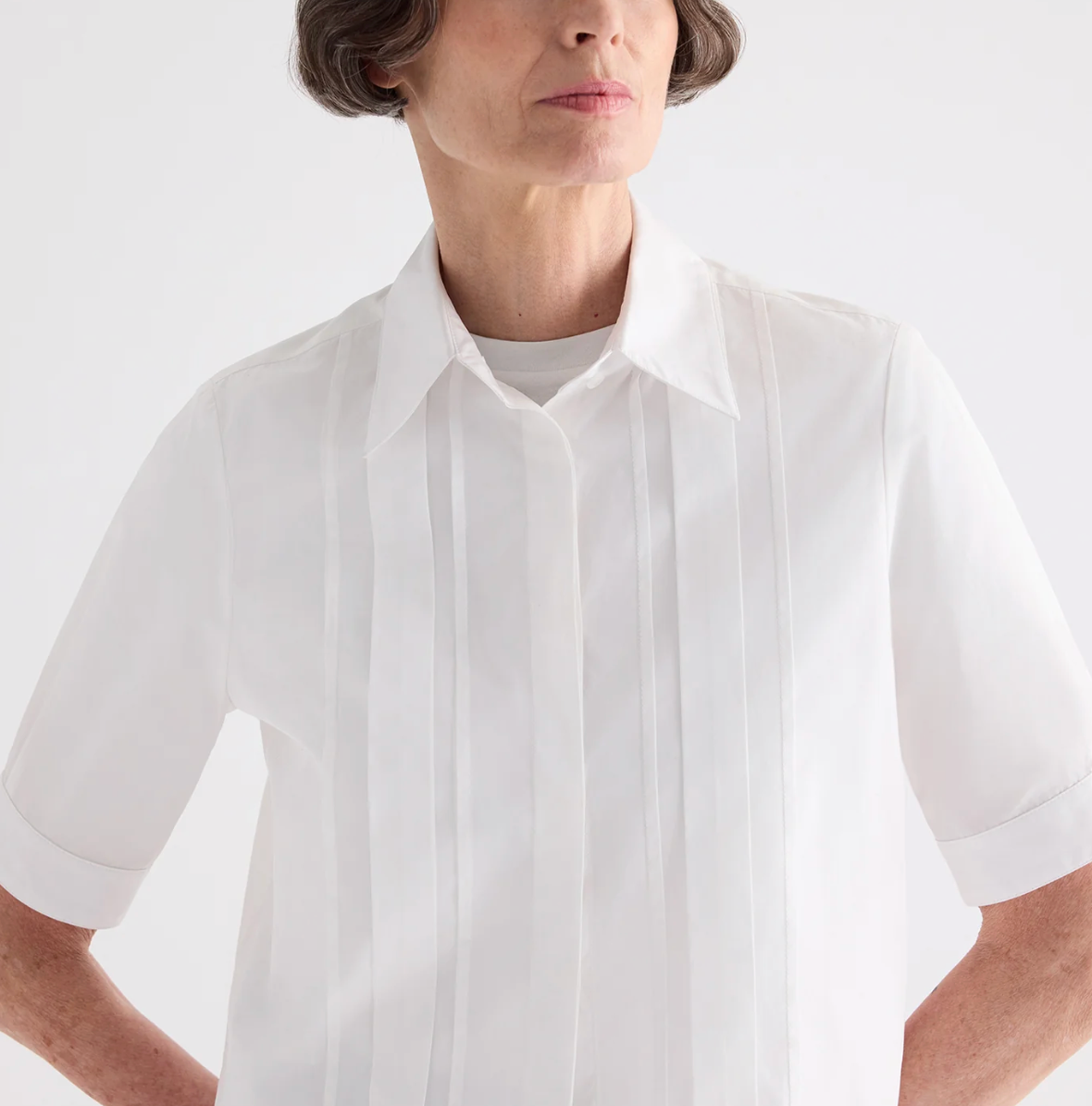 Short Lived Shirt with Pleated Placket-Shirts-TWP-White-XXS-Mercantile Portland