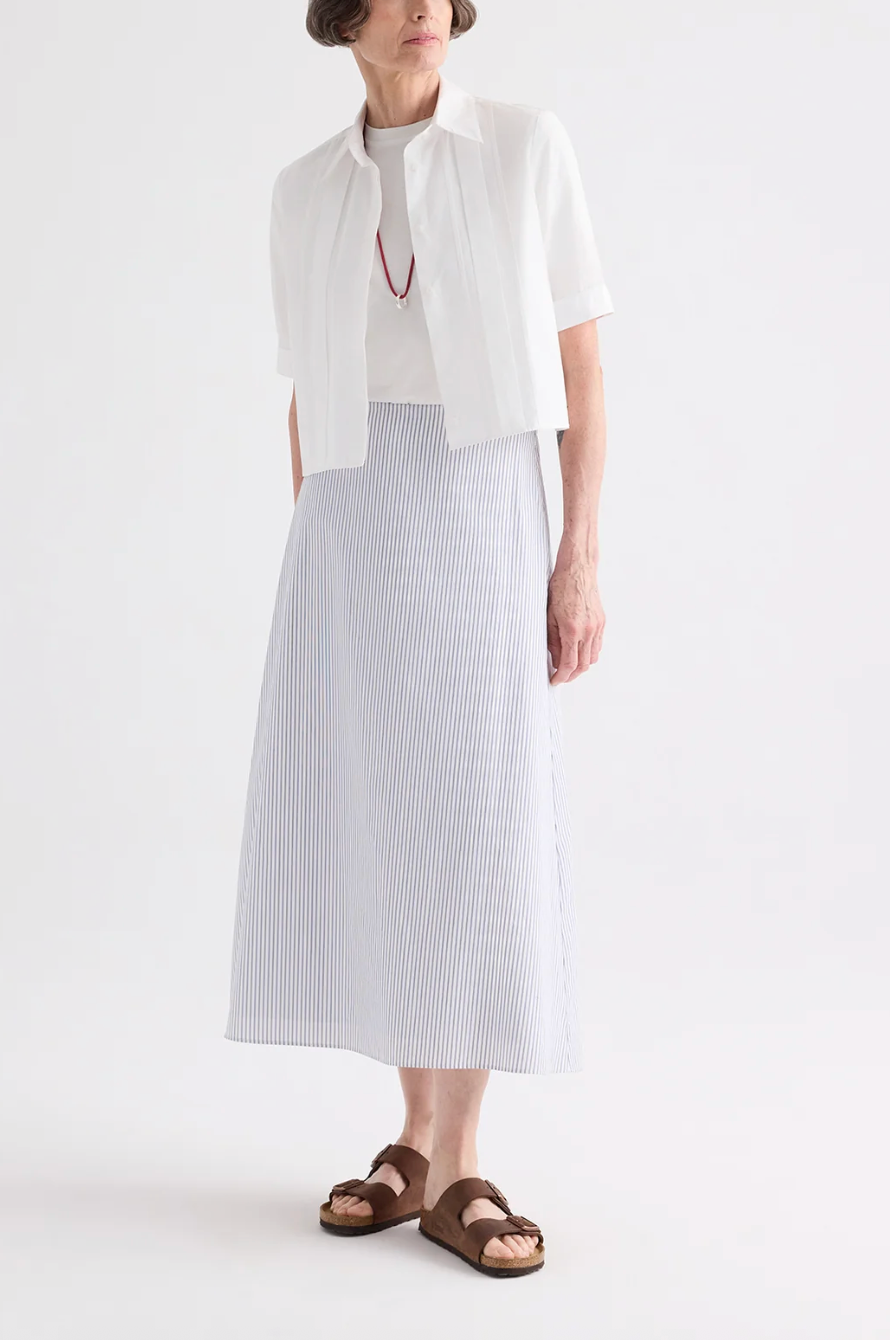 Short Lived Shirt with Pleated Placket-Shirts-TWP-White-XXS-Mercantile Portland