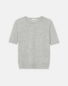 Short Sleeve Cashmere Crewneck Sweater-Clothing-Lafayette 148-Heather Grey-XS-Mercantile Portland