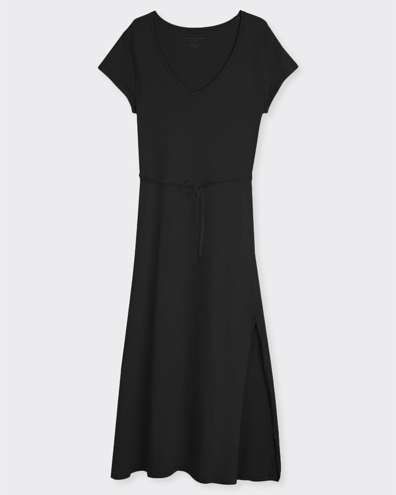 Short Sleeve V-Neck Dress in Cotton-Majestic Filatures-Mercantile Portland