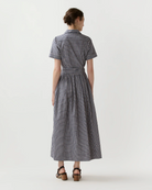 Short-Sleeved Classic Shirtwaist Maxi Dress-Dresses-Mashburn-NAVY/RED-L-Mercantile Portland