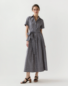 Short-Sleeved Classic Shirtwaist Maxi Dress-Dresses-Mashburn-NAVY/RED-L-Mercantile Portland
