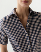 Short-Sleeved Classic Shirtwaist Maxi Dress-Dresses-Mashburn-NAVY/RED-L-Mercantile Portland