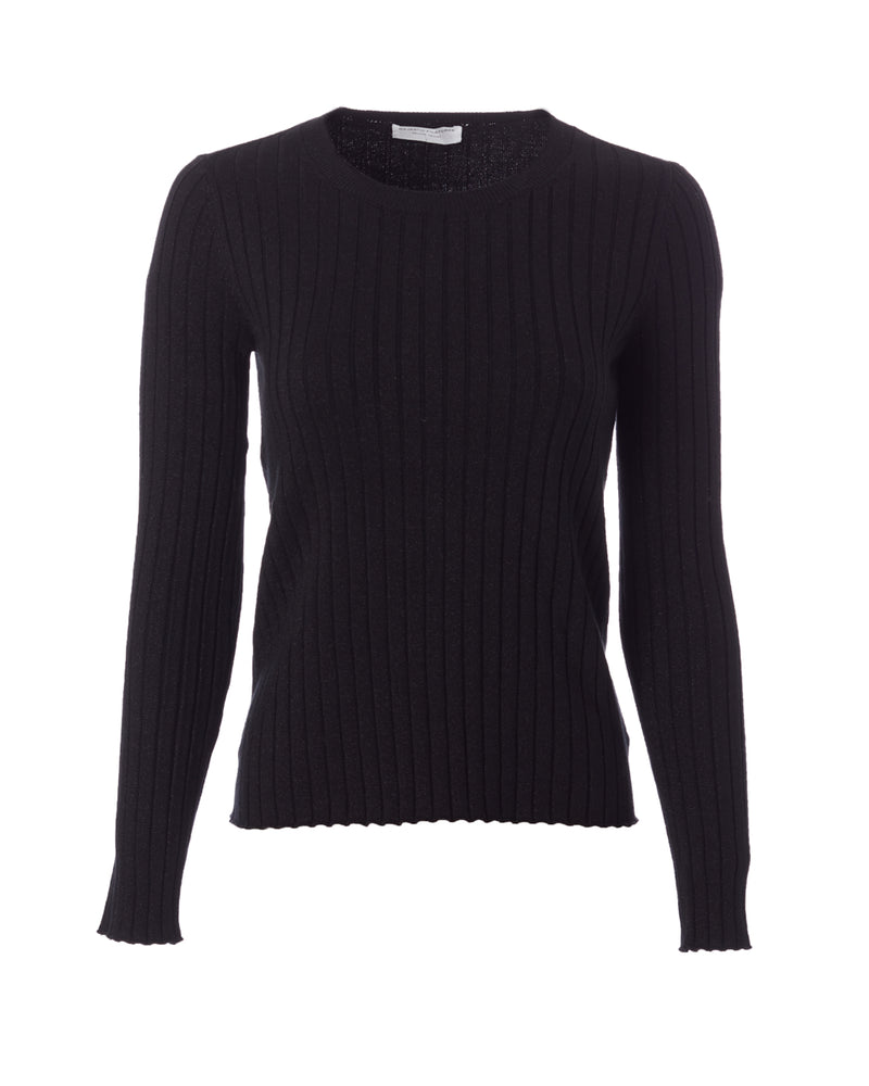 Ribbed Lurex Long Sleeve Crewneck-Majestic Filatures-Mercantile Portland