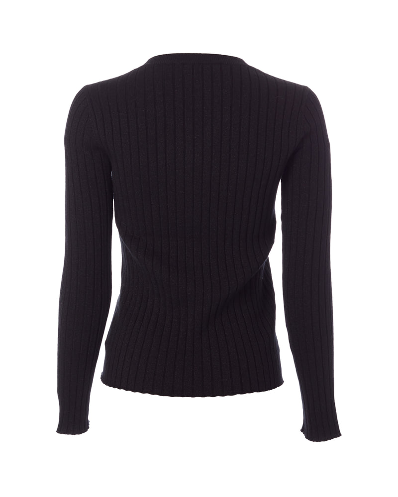 Ribbed Lurex Long Sleeve Crewneck-Majestic Filatures-Mercantile Portland