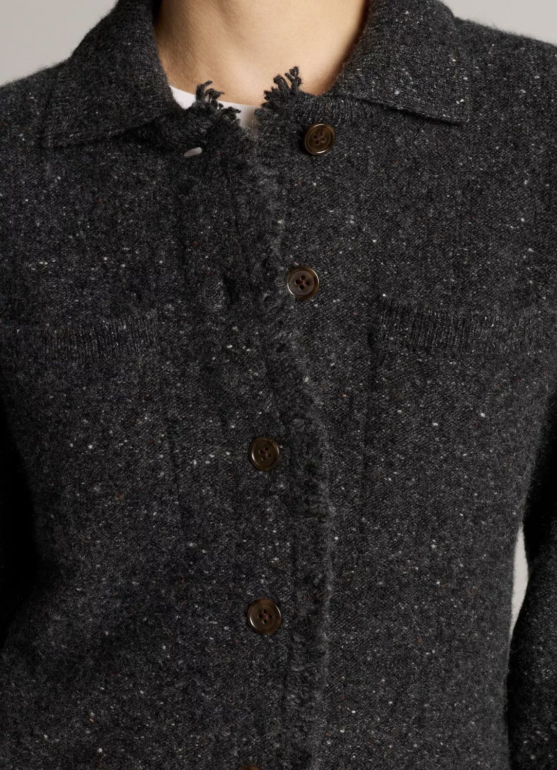 Shrunken Donegal Cardigan in Dark Charcoal-Sweaters-Vince-Dark Charcoal-XS-Mercantile Portland