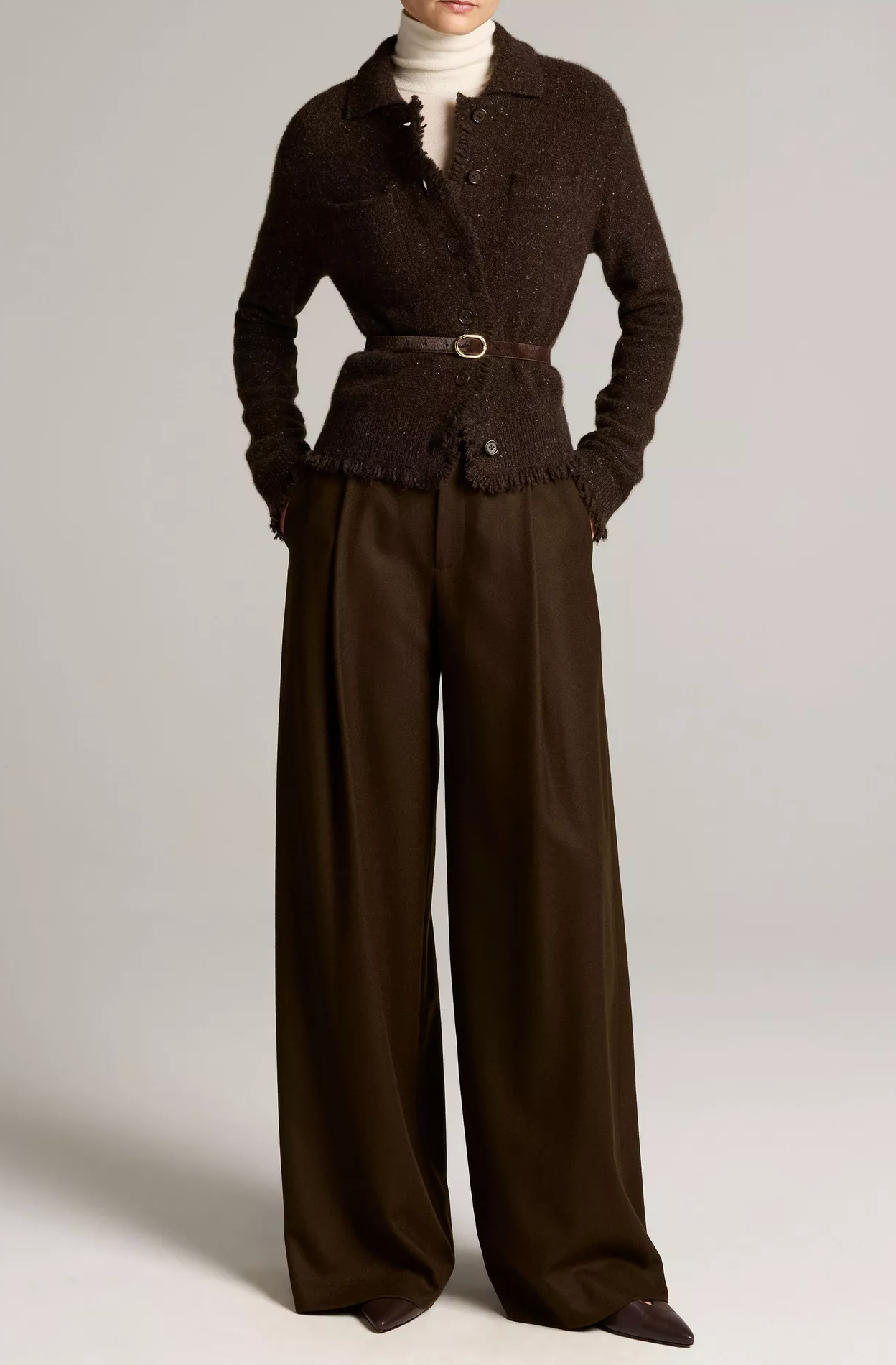 Shrunken Donegal Cardigan in Pinewood Cashmere-Sweaters-Vince-Pinewood-XS-Mercantile Portland