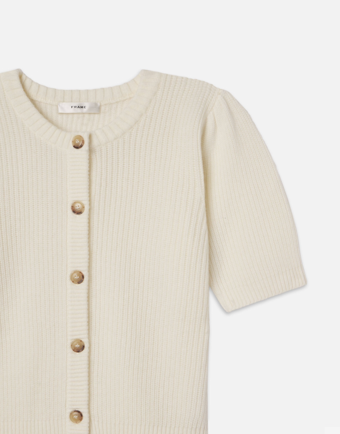 Shrunken Short Sleeve Cardigan-Clothing-Frame-Cream-XXS-Mercantile Portland