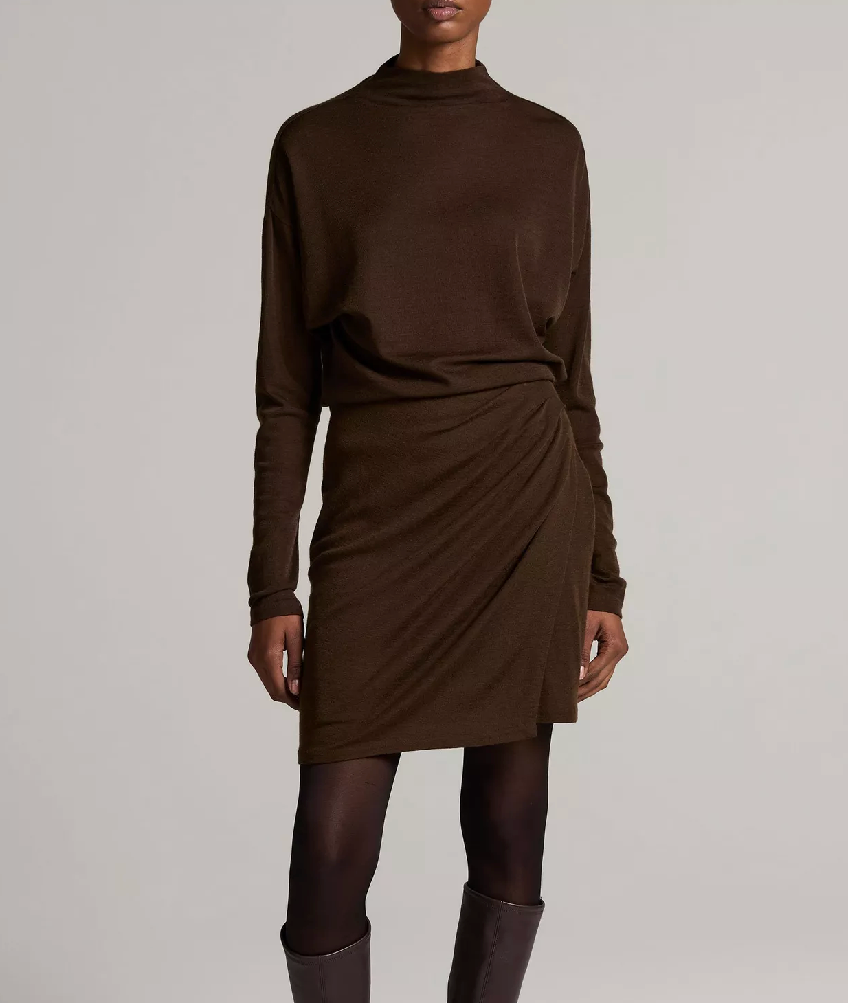 Side Drap Short Skirt in Pinewood-Skirts and Shorts-Vince-Pinewood-XS-Mercantile Portland