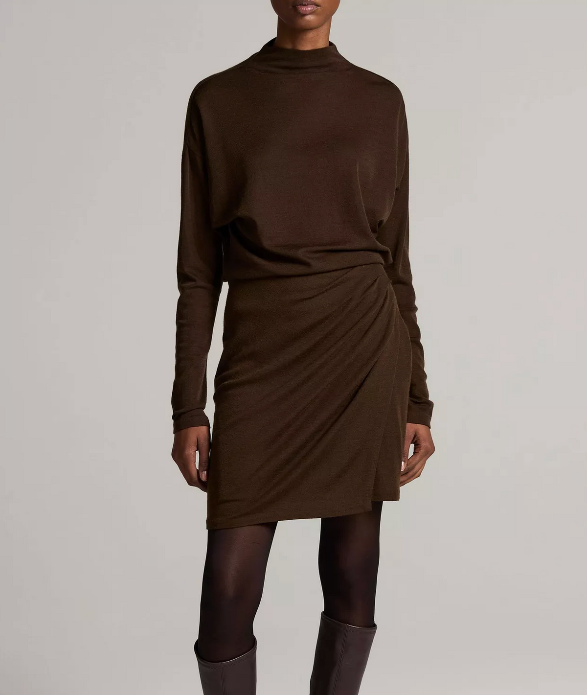 Side Drap Short Skirt in Pinewood-Skirts and Shorts-Vince-Pinewood-XS-Mercantile Portland
