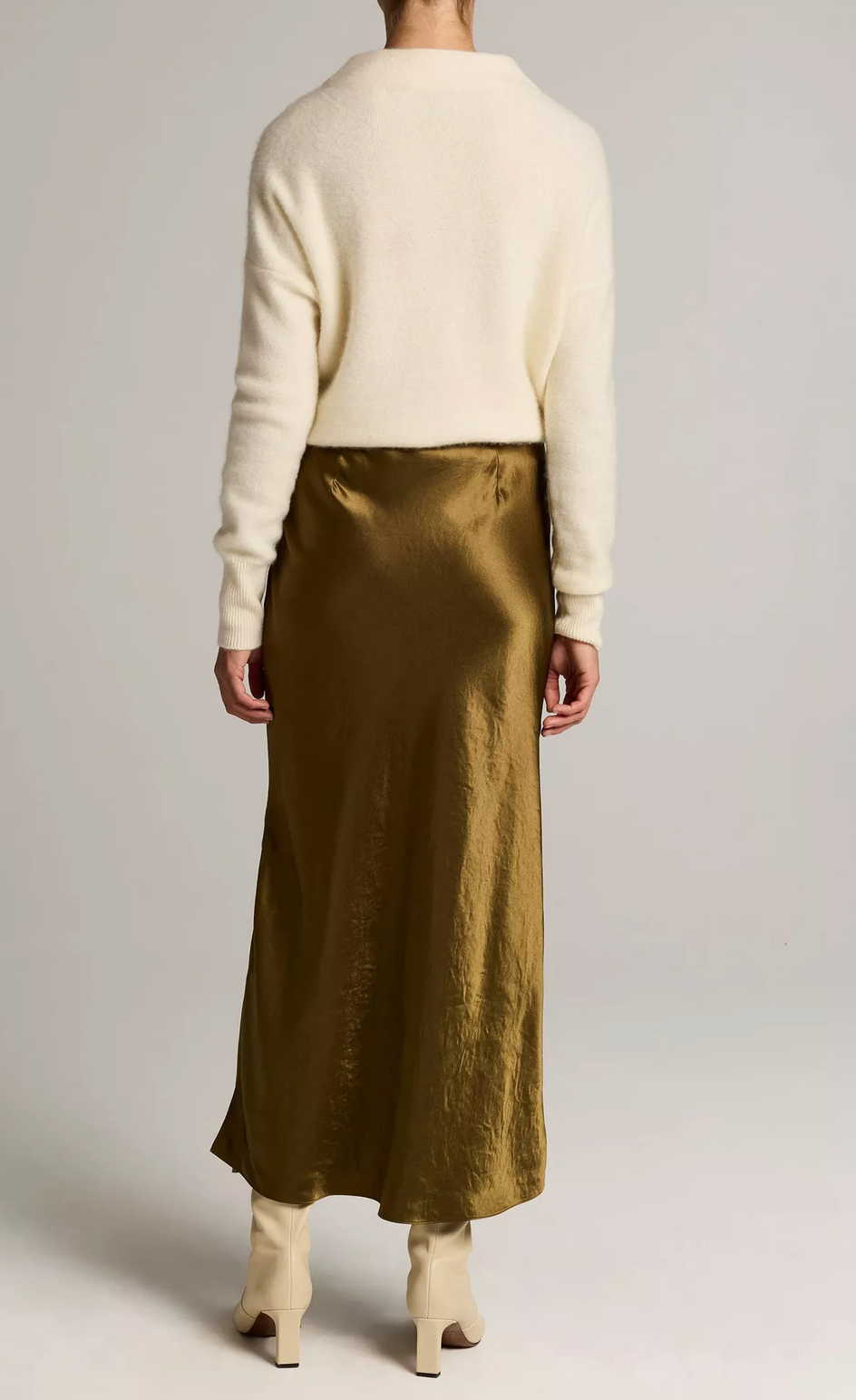 Side Slit Slip Skirt in Moss Ochre-Skirts and Shorts-Vince-Moss Ochre-XXS-Mercantile Portland