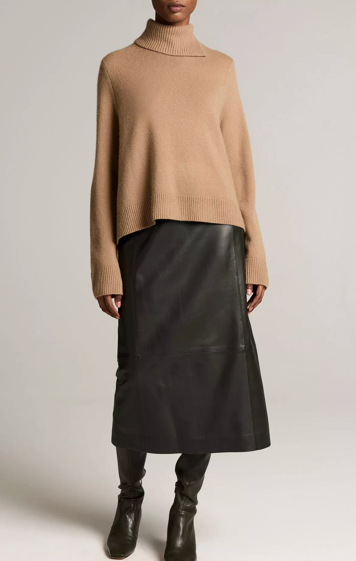 Side Slit Turtleneck in Camel-Sweaters-Vince-Camel-XXS-Mercantile Portland