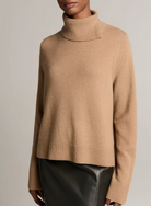 Side Slit Turtleneck in Camel-Sweaters-Vince-Camel-XXS-Mercantile Portland