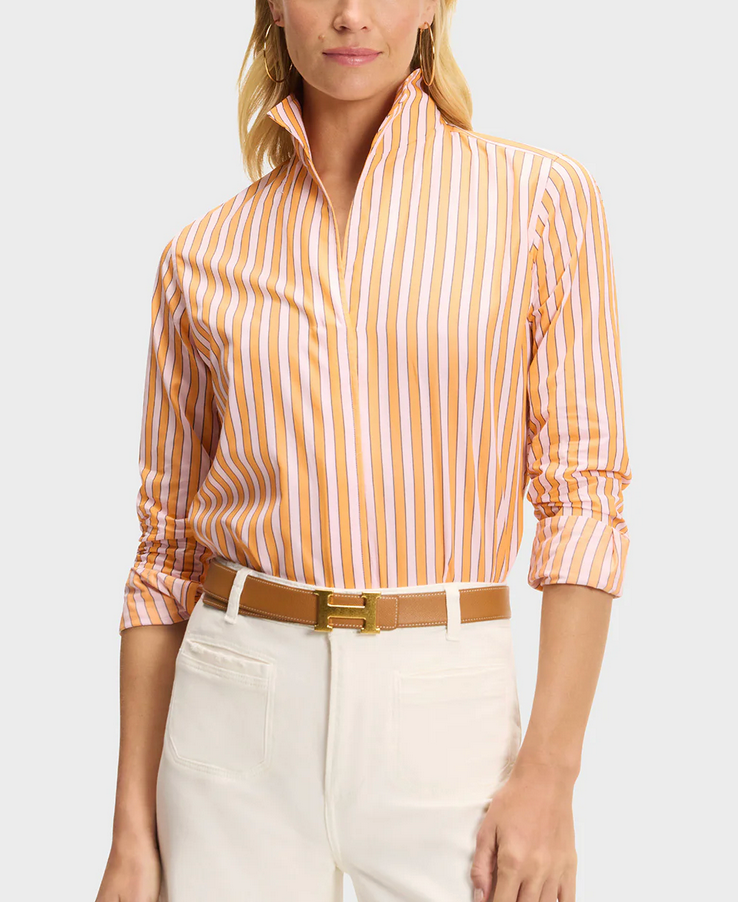 Signature Shirt in Aperol Spritz-Shirts-Sarah Alexandra-2-Aperol Spritz-Mercantile Portland
