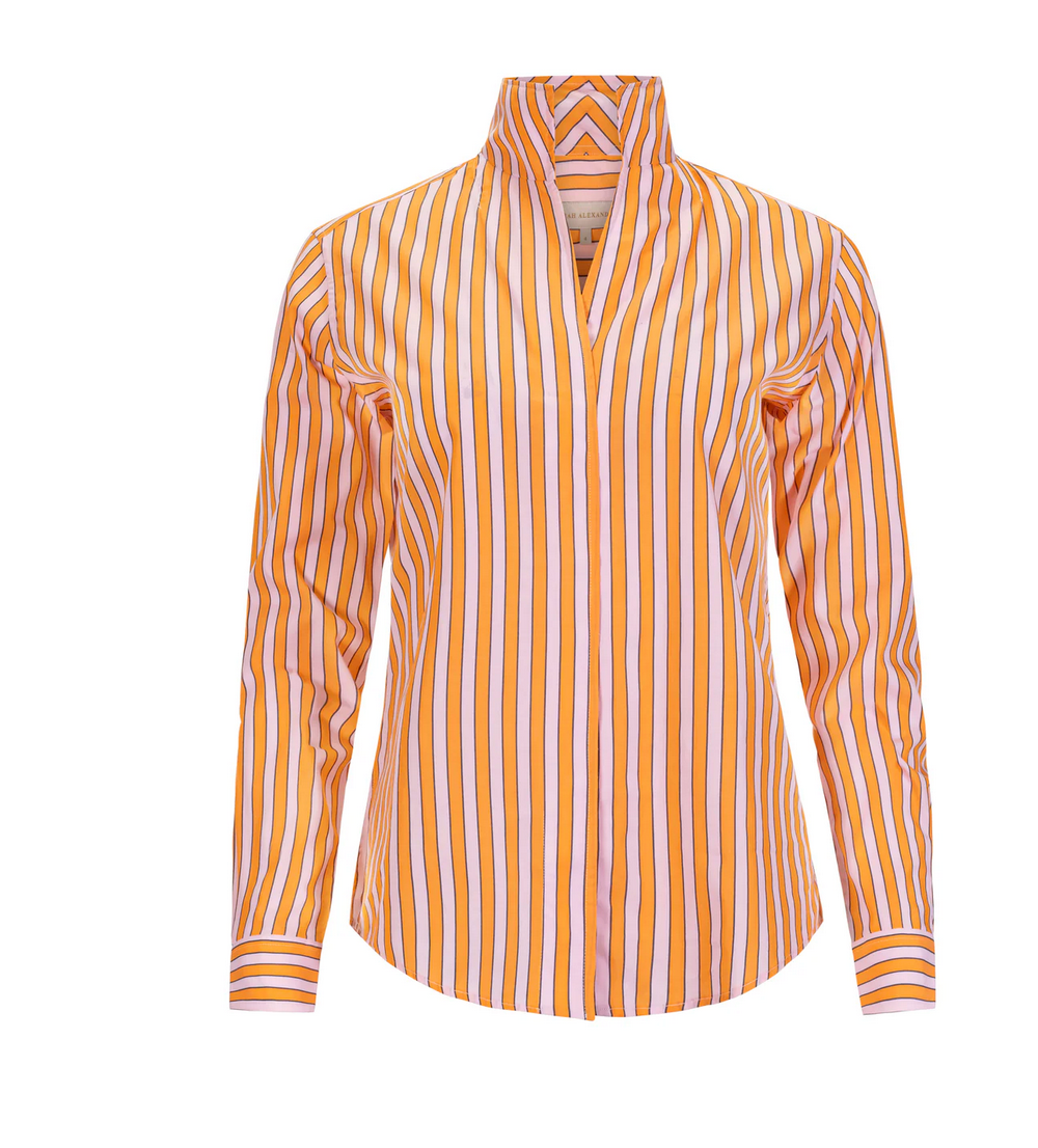 Signature Shirt in Aperol Spritz-Shirts-Sarah Alexandra-2-Aperol Spritz-Mercantile Portland