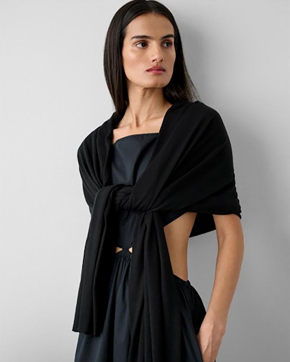 Silk Cashmere Travel Wrap in Black-Scarves-White + Warren-Black-OS-Mercantile Portland