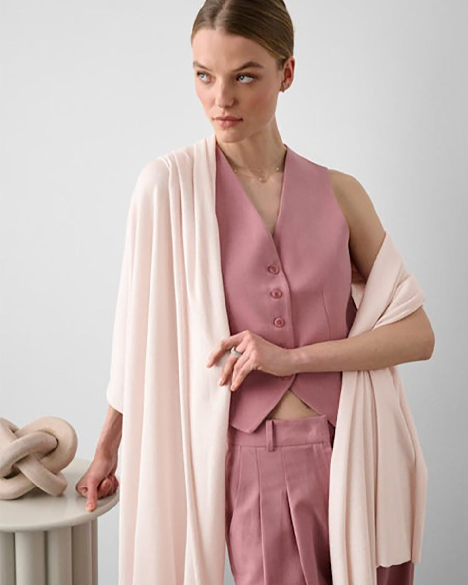 Silk Cashmere Travel Wrap in Light Rose-Scarves-White + Warren-Light Rose-OS-Mercantile Portland