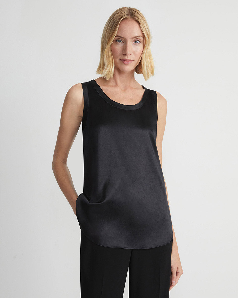 Silk Charmeuse Reversible Perla Blouse-Tops-Lafayette 148-Black-P-Mercantile Portland