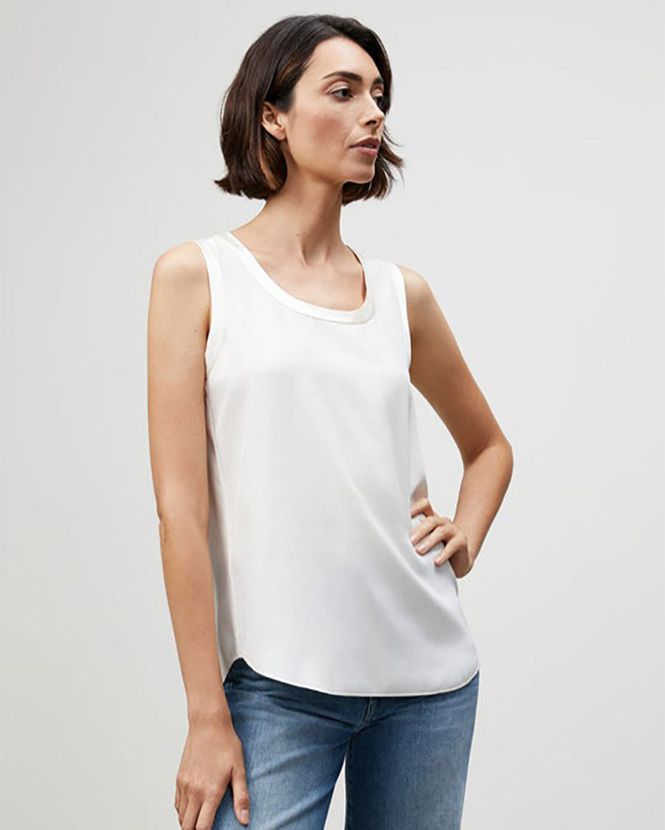 Silk Charmeuse Reversible Perla Blouse-Tops-Lafayette 148-Cloud-P-Mercantile Portland