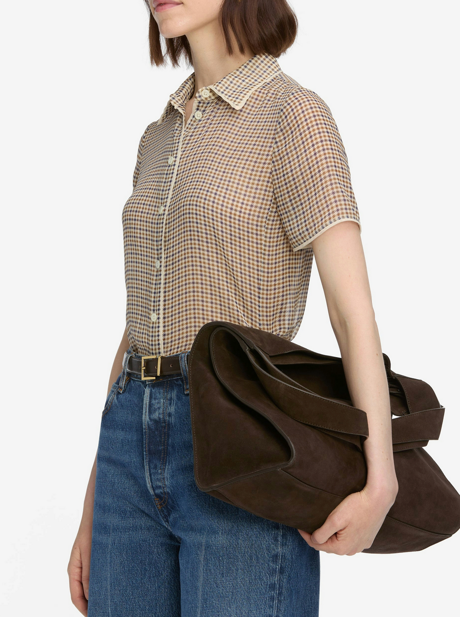 Silk Check Shirt in Houndstooth Multi-Clothing-Frame-Houndstooth Multi-XS-Mercantile Portland