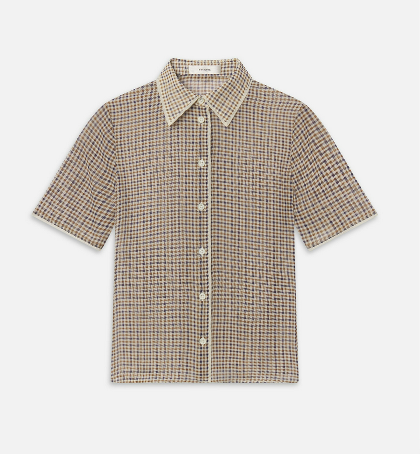 Silk Check Shirt in Houndstooth Multi-Shirts-Frame-Houndstooth Multi-XS-Mercantile Portland