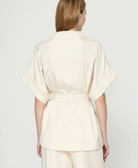 Silk Crepe de Chine Short Sleeve Belted Jacket-Clothing-Lafayette 148-Raffia-XS-Mercantile Portland