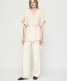 Silk Crepe de Chine Short Sleeve Belted Jacket-Clothing-Lafayette 148-Raffia-XS-Mercantile Portland