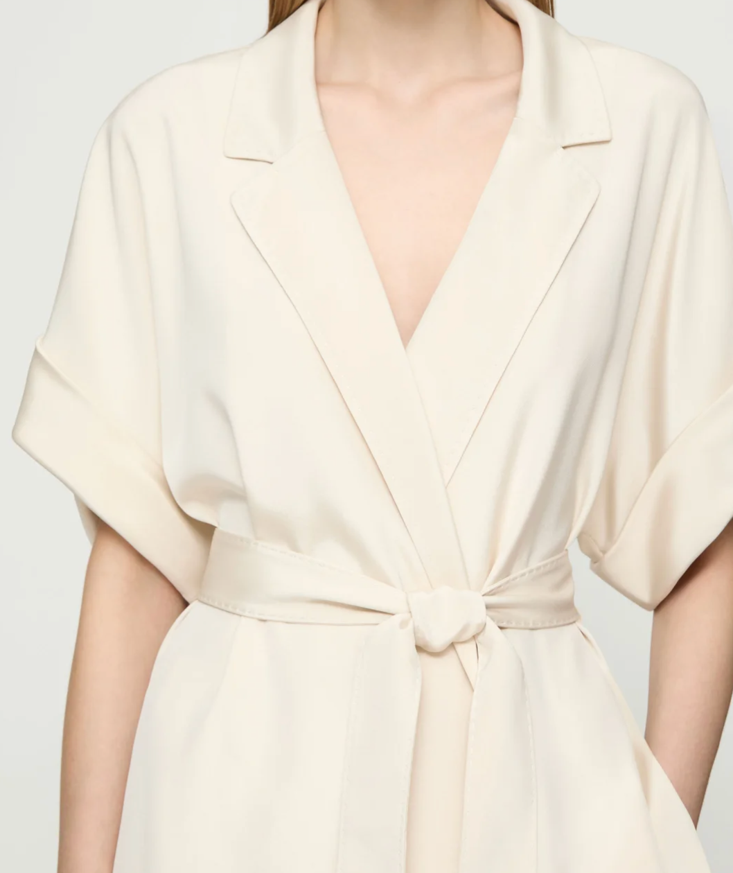 Silk Crepe de Chine Short Sleeve Belted Jacket-Clothing-Lafayette 148-Raffia-XS-Mercantile Portland