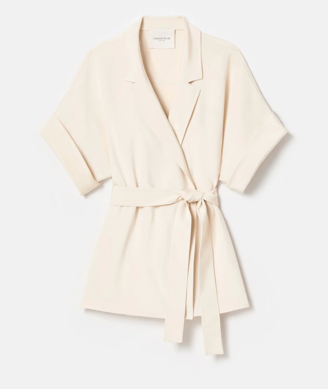 Silk Crepe de Chine Short Sleeve Belted Jacket-Clothing-Lafayette 148-Raffia-XS-Mercantile Portland