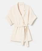 Silk Crepe de Chine Short Sleeve Belted Jacket-Clothing-Lafayette 148-Raffia-XS-Mercantile Portland