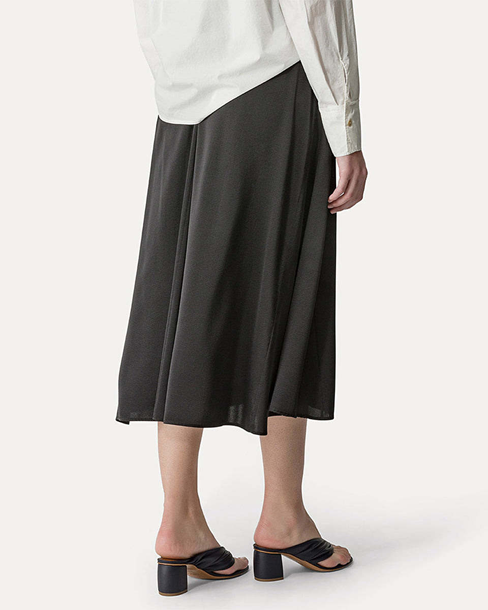 Skirt with Elasticated Waist in Stretchy Silk Satin-Skirts-Forte Forte-Black-0-Mercantile Portland