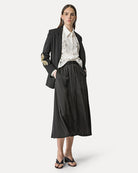 Skirt with Elasticated Waist in Stretchy Silk Satin-Skirts-Forte Forte-Black-0-Mercantile Portland