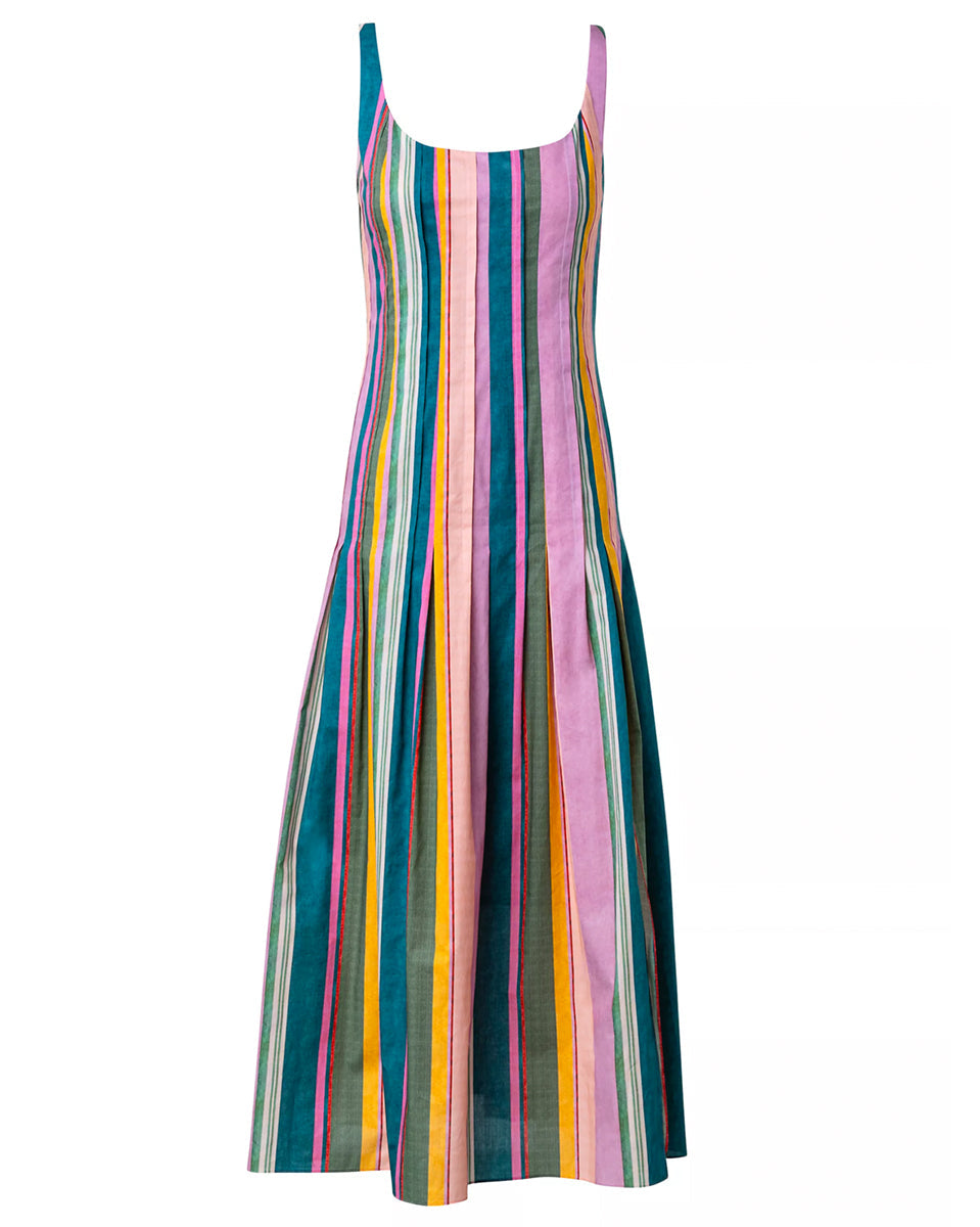 Sleeveless Striped Cotton Midi-Dress-Dresses-Akris Punto-Mauve Multi • Akris Punto-2-Mercantile Portland