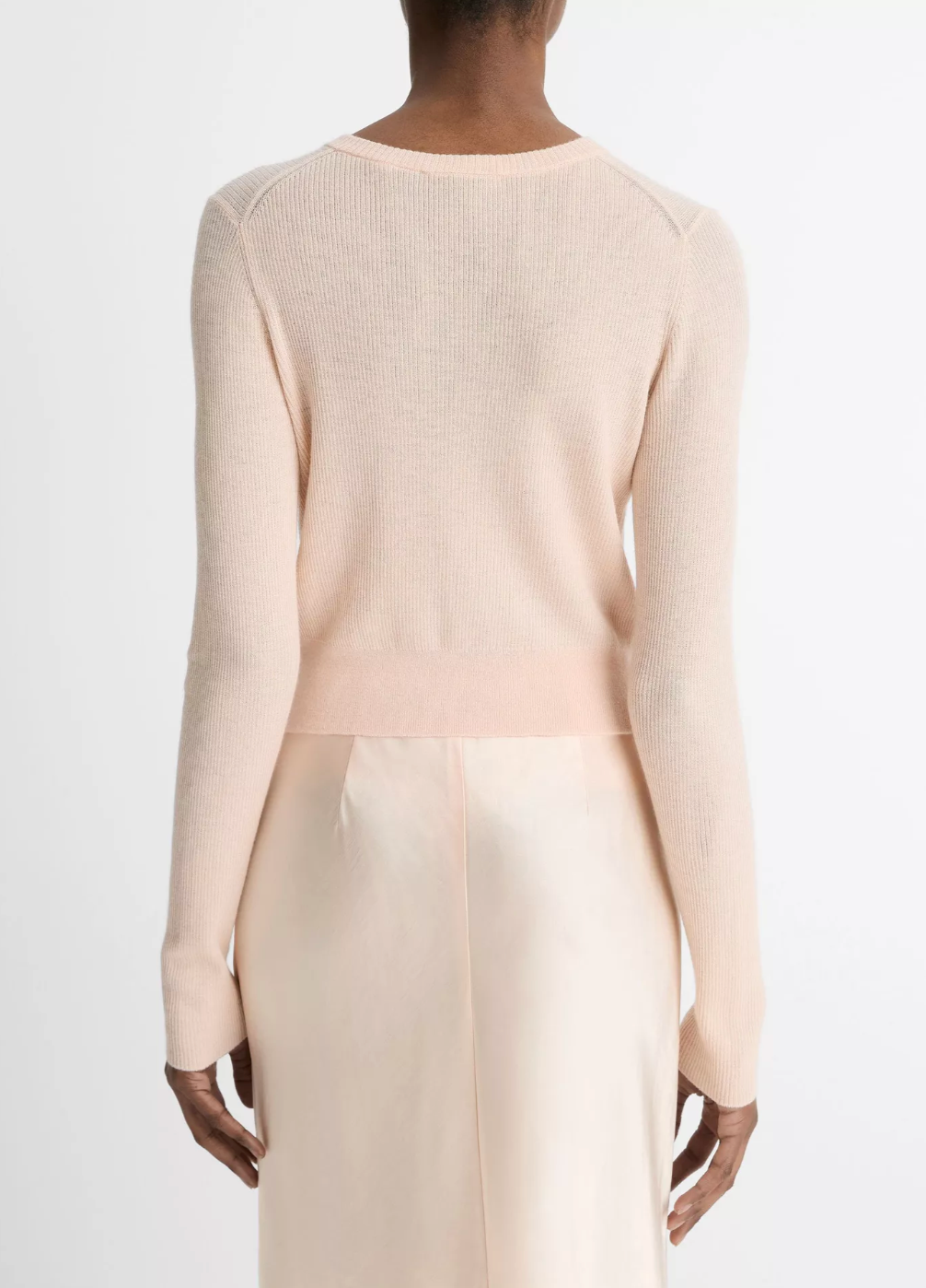 Slim Cashmere-Silk Ribbed Cardigan-Clothing-Vince-Rose Nectar-XS-Mercantile Portland