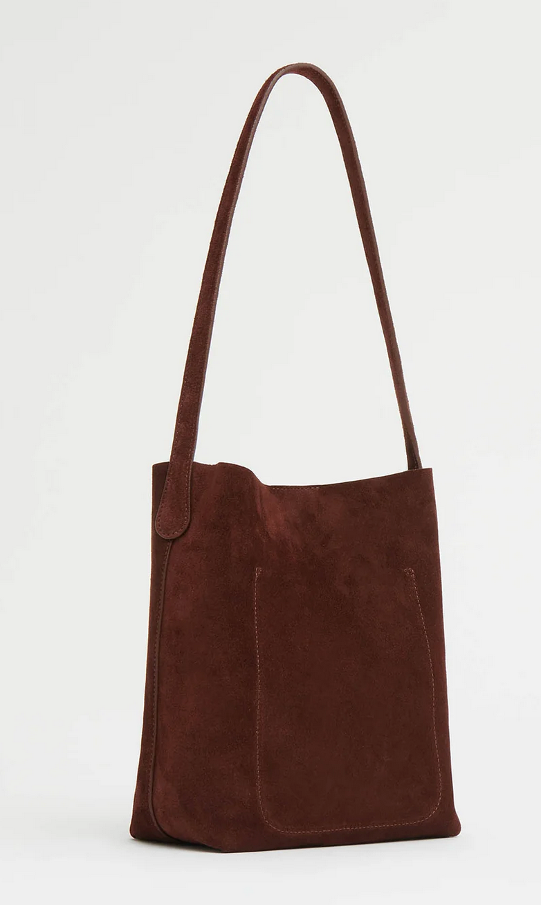 Small Everyday Cabas in Chocolate-Handbags-Mansur Gavriel-Chocolate Suede-OS-Mercantile Portland