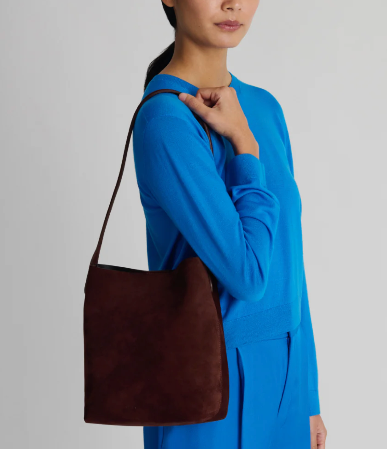 Small Everyday Cabas in Chocolate-Handbags-Mansur Gavriel-Chocolate Suede-OS-Mercantile Portland