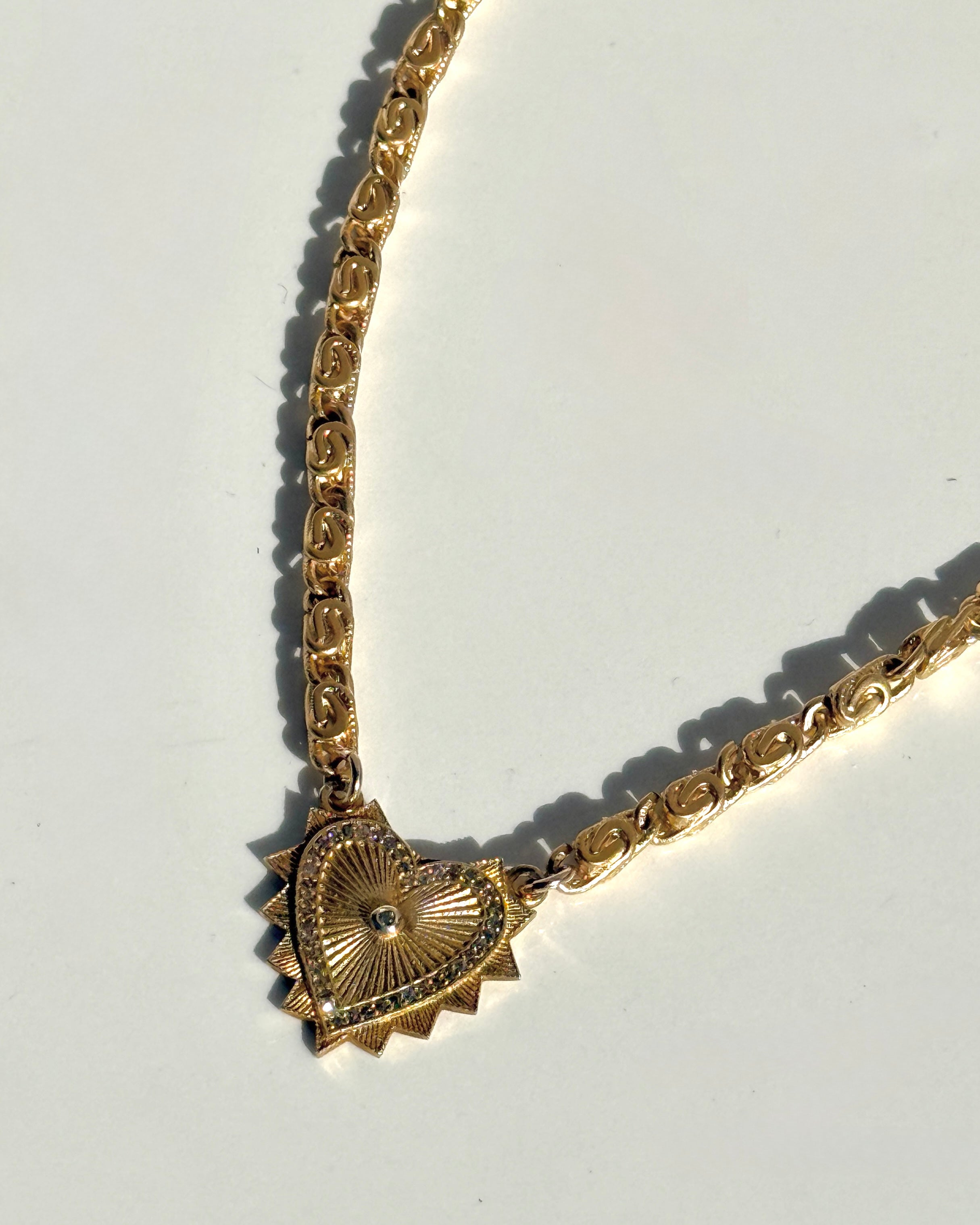 Small Matte Heart Necklace in Yellow Gold-Jewelry-Paula Rosen-Mercantile Portland