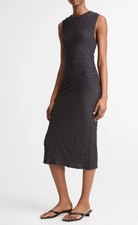 Smocked Side-Drape Dress in Ink-Dresses-Vince-Ink-S-Mercantile Portland