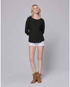 Soft Touch 3/4-Sleeve Boat-Neck Top-T-Shirts-Majestic Filatures-Black-1-Mercantile Portland