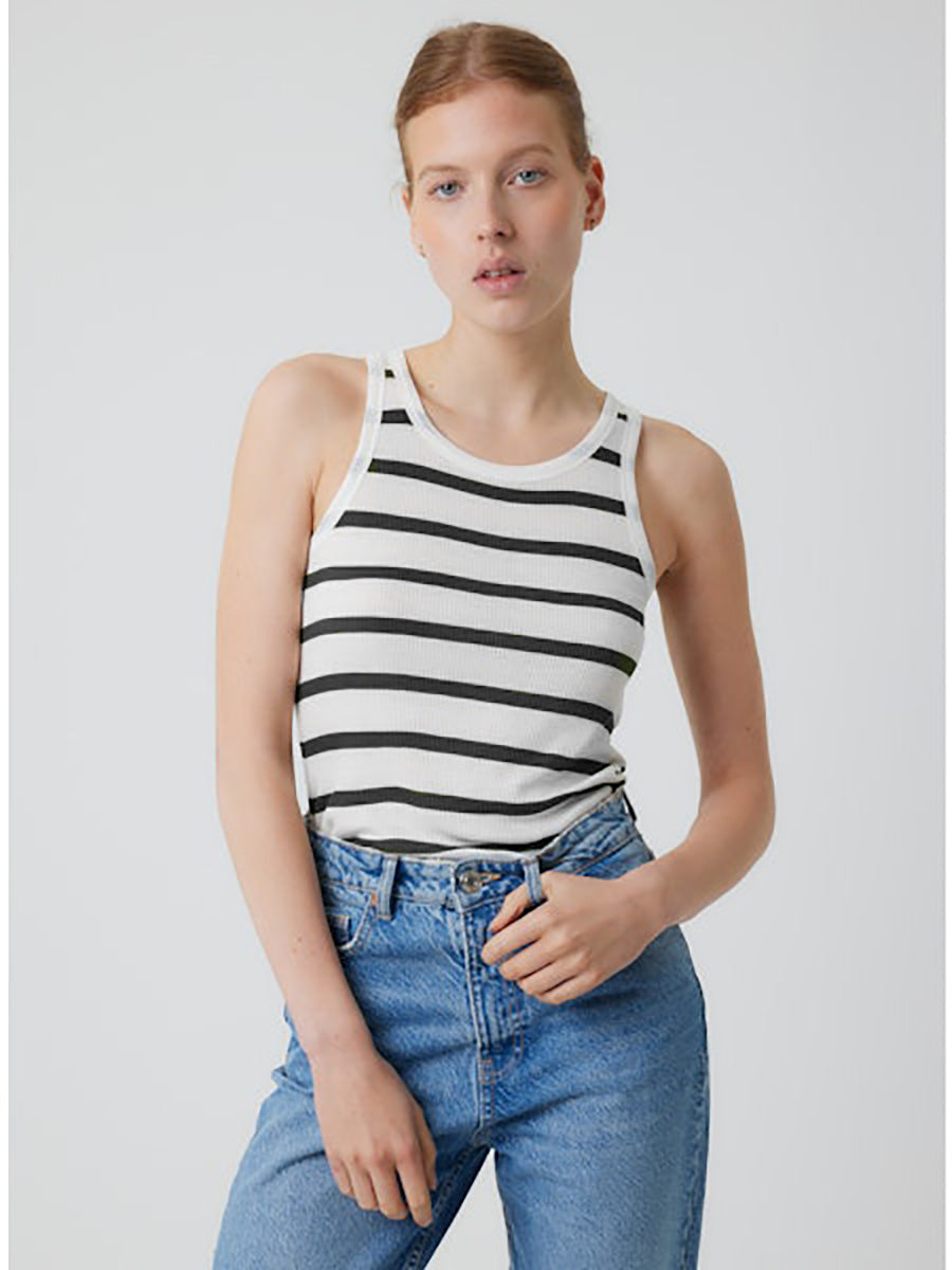 Soft Touch Baby Rib Stripe Tank-Tops-Majestic Filatures-Black-1-Mercantile Portland