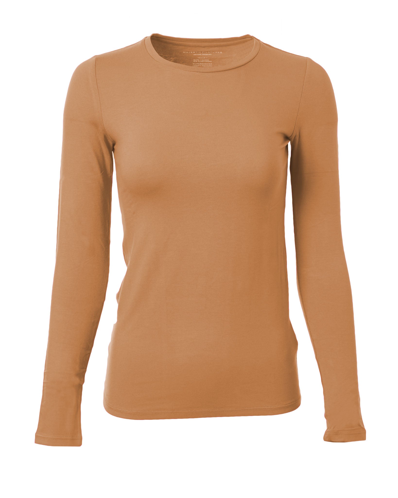 Soft Touch Crew Neck Long-Sleeve T-Shirt-Shirts-Majestic Filatures-Bison-1-Mercantile Portland