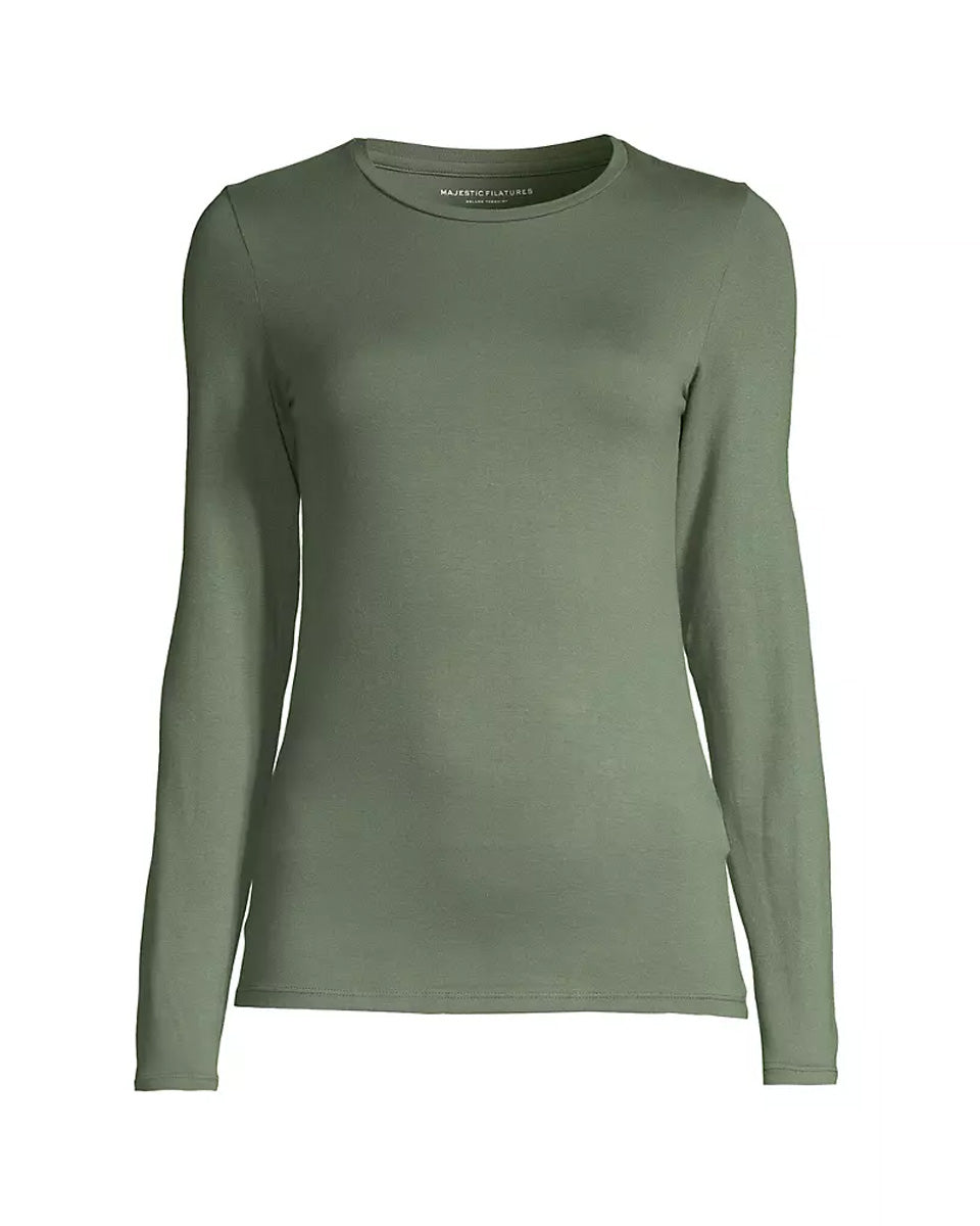 Soft Touch Crew Neck Long-Sleeve T-Shirt-Tops-Majestic Filatures-Mousse-1-Mercantile Portland