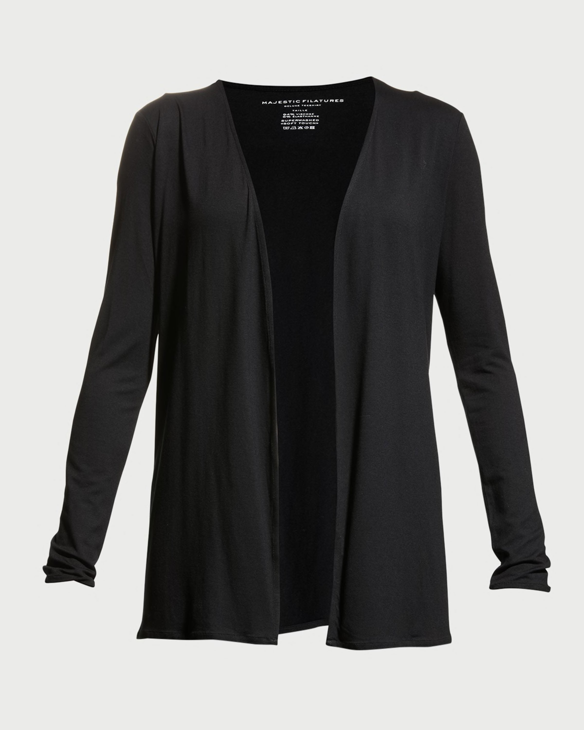 Soft Touch Open Cardigan-Sweaters-Majestic Filatures-Black-1-Mercantile Portland