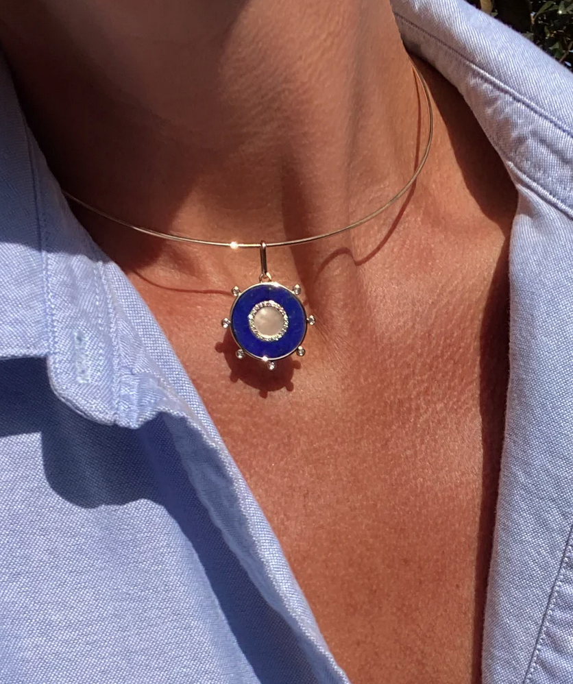 Soleil Lapis & Mother of Pearl Charm-Jewelry-Thatch-Lapis-OS-Mercantile Portland