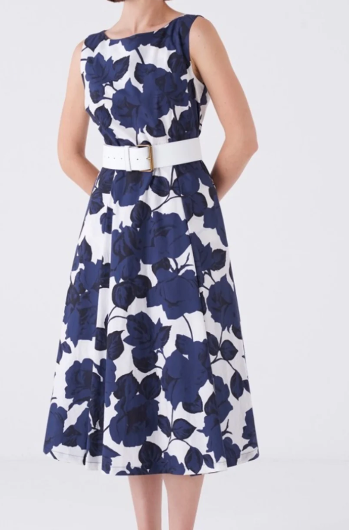 Special Floral Dress-Clothing-Amina Rubinacci-Floral Navy White-38-Mercantile Portland