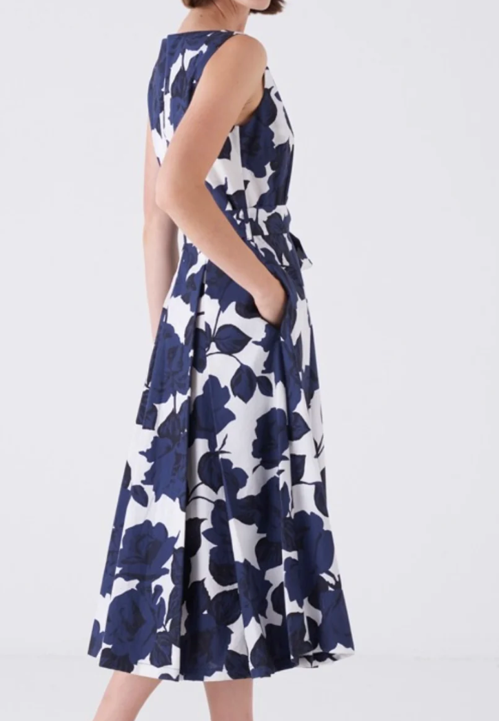 Special Floral Dress-Clothing-Amina Rubinacci-Floral Navy White-38-Mercantile Portland