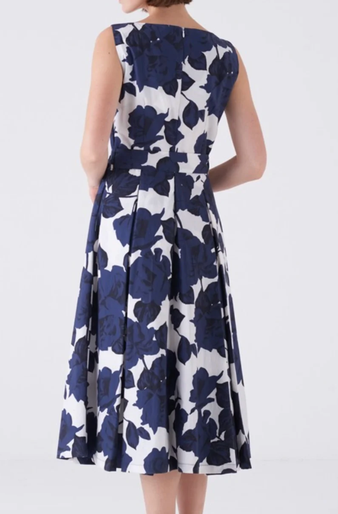 Special Floral Dress-Clothing-Amina Rubinacci-Floral Navy White-38-Mercantile Portland