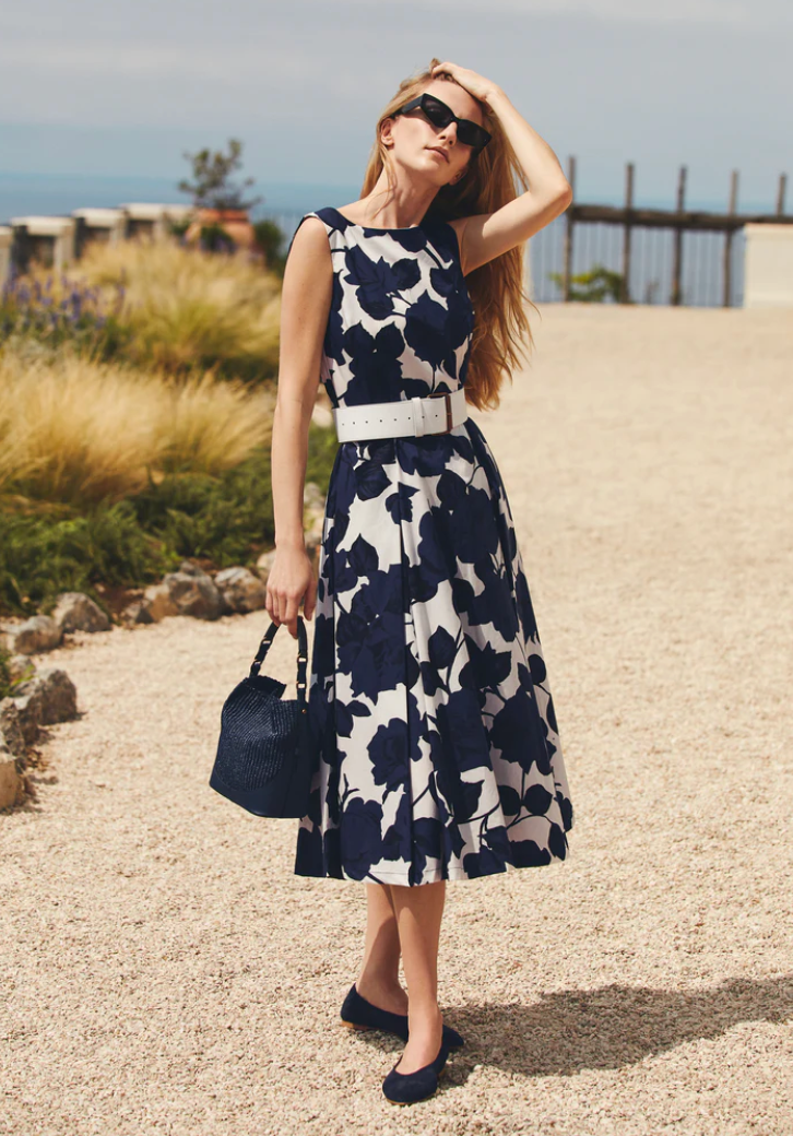 Special Floral Dress-Clothing-Amina Rubinacci-Floral Navy White-38-Mercantile Portland