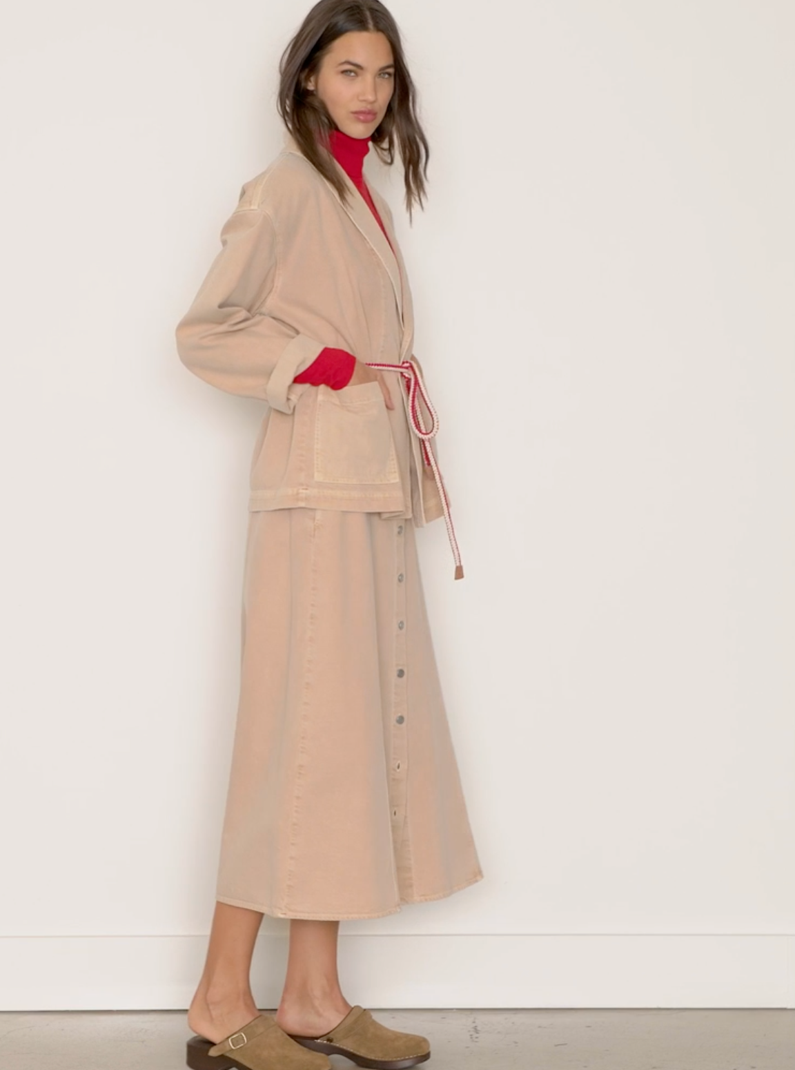 Spence Denim Skirt-Clothing-Xirena-Denim Khaki-XS-Mercantile Portland