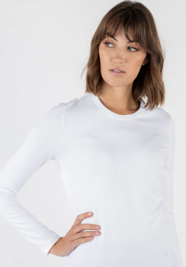 Spole Long Sleeve Tee-Clothing-Amina Rubinacci-White-38-Mercantile Portland
